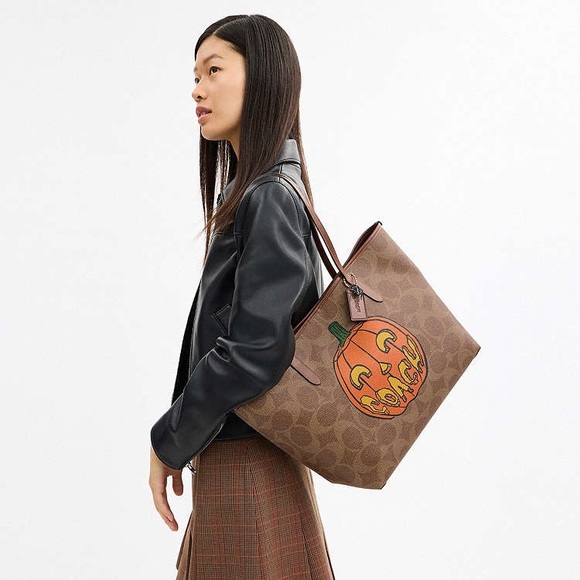 NWT Coach City Tote Bag In Signature Canvas With Halloween Print CCE70 - Picture 12 of 12